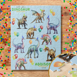 Feest als een dinosaurus gepersonaliseerd verjaard legpuzzel