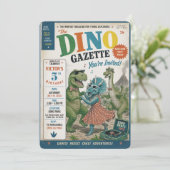 Feest als een dinosaurus redactionele uitnodiging (Staand voorkant)