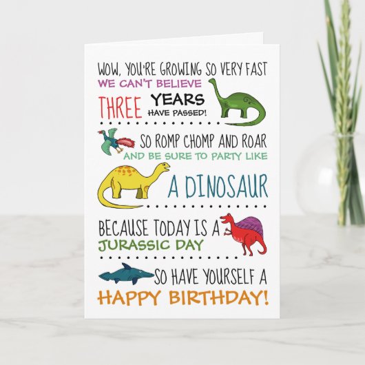 Feest als een dinosaurus Verjaardag Wenskaart (Voorkant)
