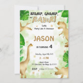 Feest als een dinosaurus, verjaardagsfeestje kaart (Voorkant)