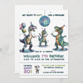 Feest als een dinosaurus verjaardagsfeestje kaart (Voorkant / Achterkant)