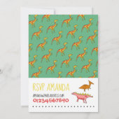 Feest als een dinosaurus verjaardagsfeestje uitnod kaart (Achterkant)
