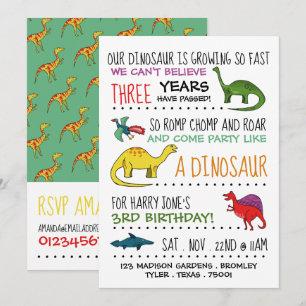 Feest als een dinosaurus verjaardagsfeestje uitnod kaart