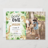 Feest als een dinosaurus, Verjaardagsfoto Kaart (Voorkant)