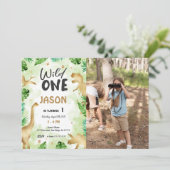 Feest als een dinosaurus, Verjaardagsfoto Kaart (Staand voorkant)