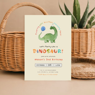 Feest als een dinosaurus waterverf Dino 2de verjaa Kaart