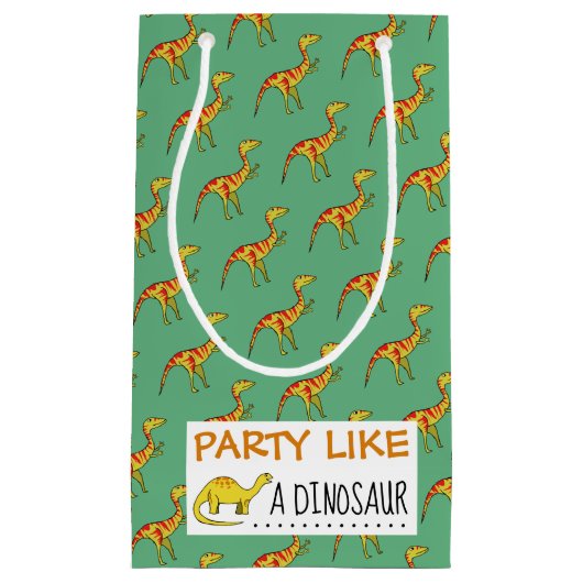 Feest als een dinosaurusgunst / geschenktas klein cadeauzakje (Voorkant)