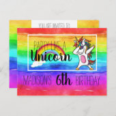 Feest als een eenhoorn dabbing dans verjaardag uitnodiging briefkaart (Voorkant / Achterkant)
