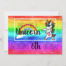 Feest als een eenhoorn kleurrijke verjaardagsuitno kaart