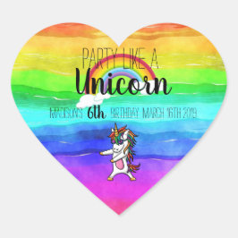 Feest als een eenhoorn regenboog verjaardag hart sticker