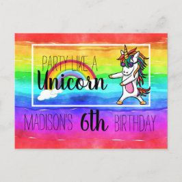 Feest als een eenhoorn verjaardag uitnodiging briefkaart