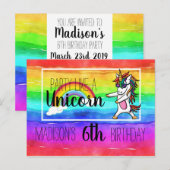 Feest als een eenhoorn verjaardag uitnodiging briefkaart (Voorkant / Achterkant)