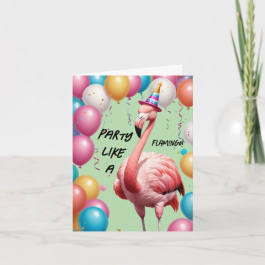 Feest als een flamingo - Leuke en feestelijke verj Kaart (Voorkant)
