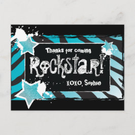 Feest als een Rockstar- Blue Dank u Post Kaart