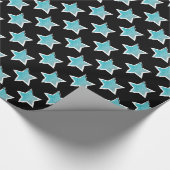 Feest als een Rockstar- Blue Star Wrapping Paper Cadeaupapier (Hoek)