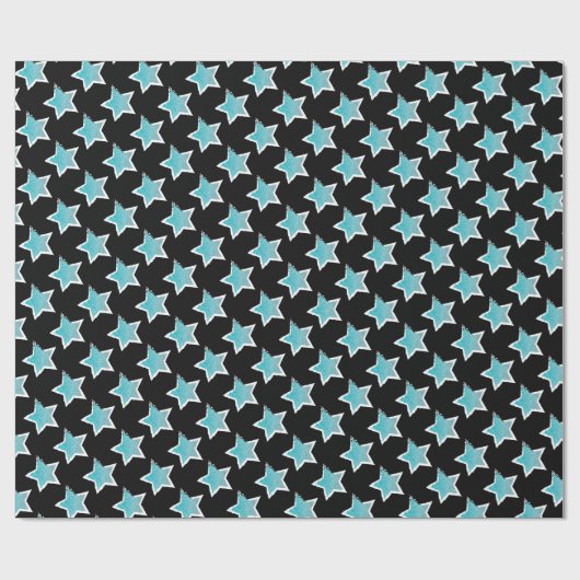 Feest als een Rockstar- Blue Star Wrapping Paper Cadeaupapier (Vlak)