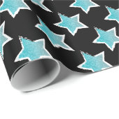Feest als een Rockstar- Blue Star Wrapping Paper Cadeaupapier (Rol Hoek)