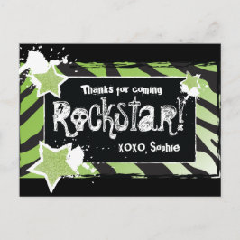 Feest als een Rockstar- Groen Bedankt Post Kaart