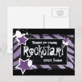 Feest als een Rockstar- Paarse dank u post Kaart (Voorkant / Achterkant)