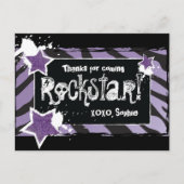 Feest als een Rockstar- Paarse dank u post Kaart (Voorkant)