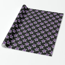 Feest als een Rockstar- Paarse Star Wrapping Papie