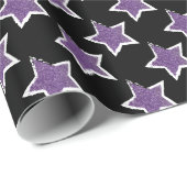 Feest als een Rockstar- Paarse Star Wrapping Papie Cadeaupapier (Rol Hoek)