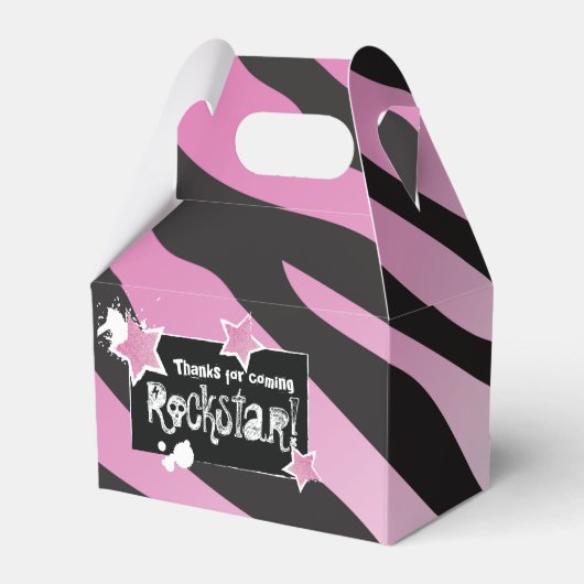 Feest als een Rockstar- Pink Favor Box Bedankdoosjes (Voorkant Zijde)