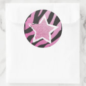 Feest Als een Rockstar- Pink Glitter Star Sticker (Tas)
