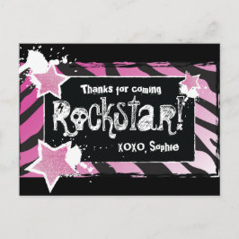 Feest als een Rockstar- Pink Thank You Post Kaart