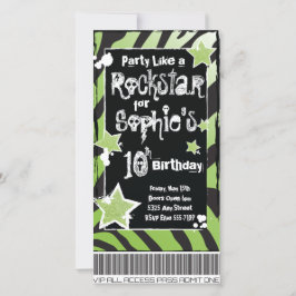 Feest als een Rockster- Groene Uitnodiging Templat