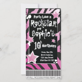 Feest als een Rockster- Roze Uitnodiging Template