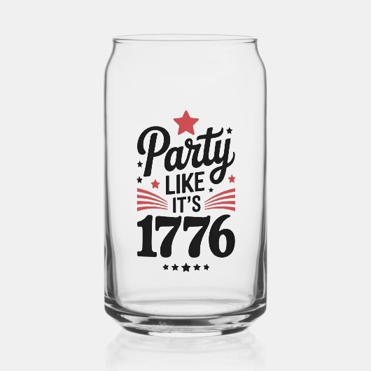 Feest als het 1776 is | Grappige 4 juli Amerikaans Blikvorm Glas (Achterkant)