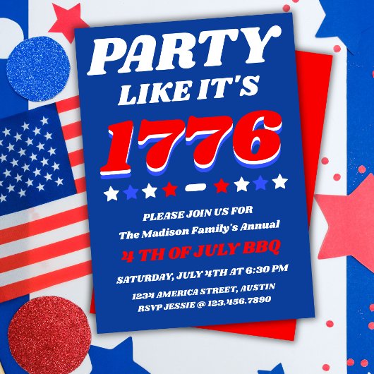Feest als het 1776 is Patriottische VS-viering Kaart