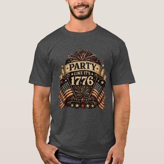 Feest als het 1776 is t-shirt (Voorkant)
