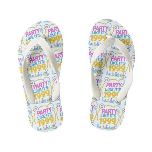 Feest als het 1999®™ is – Neon Soundtrack  Kinder Teenslippers (Voetbed)
