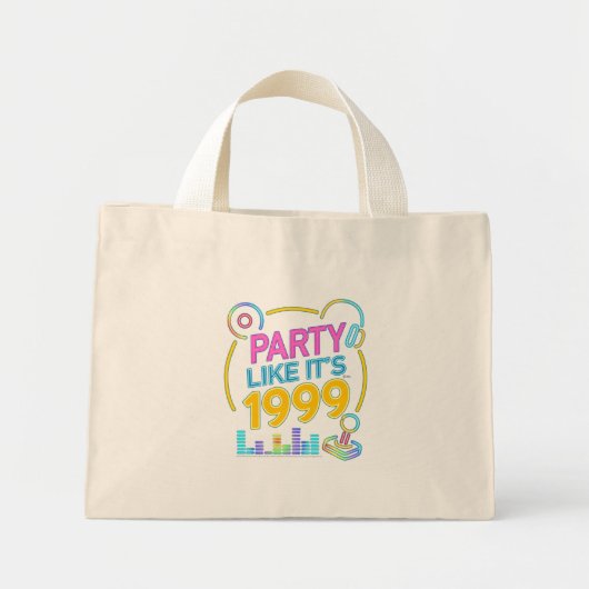 Feest als het 1999 is®™ – Neon Soundtrack Mini Tote Bag (Voorkant)