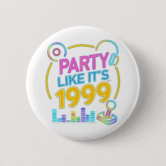 Feest Als Het 1999®™ Is – Neon Soundtrack Ronde Button 5,7 Cm (Voorkant)