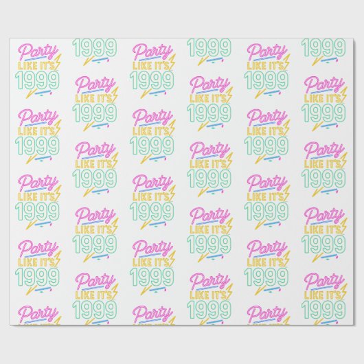 Feest Als Het 1999®™ Is – Neon Voltage Cadeaupapier (Vlak)