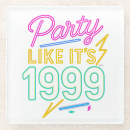 Feest als het 1999 is®™ – Neon Voltage Glazen Onderzetter