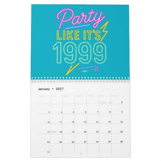 Feest als het 1999 is – Neon Voltage Kalender (Jan 2027)
