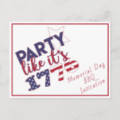 Feest als het is 1776 - Memorial Day BBQ uitnodigi Uitnodiging Briefkaart (Voorkant)