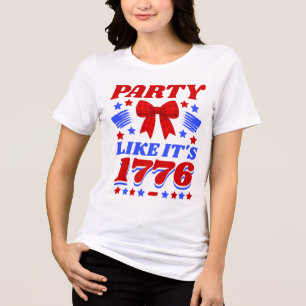 Feest als of het 1776 is Rood Gingham Strik Tri-Blend Shirt