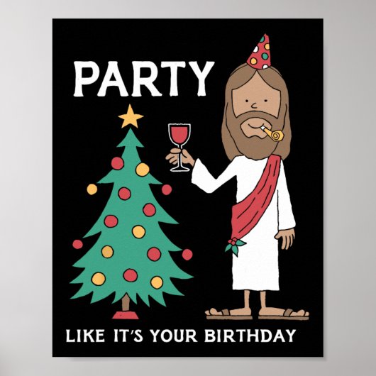 Feest als of het je verjaardag is Funny Kerstboom Poster (Voorkant)