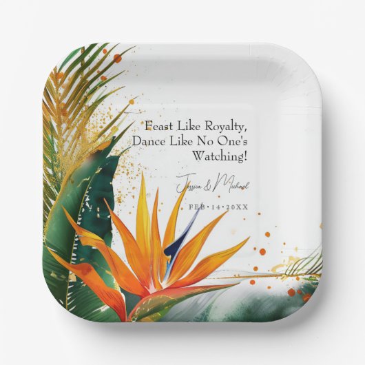 Feest als Royalty Birds of Paradise Bliss Papieren Bordje (Voorkant)