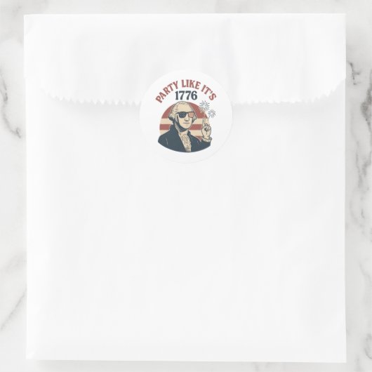 Feest alsof het 1776 is - George Washington Des Ronde Sticker (Tas)