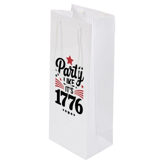 Feest alsof het 1776 is | Grappig 4 juli USA T-shi Wijn Cadeautas (Voorkant Gekanteld)