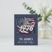 "Feest alsof het 1776 is" Patriottische uitnodigin Briefkaart (Staand voorkant)