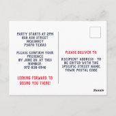 "Feest alsof het 1776 is" Patriottische uitnodigin Briefkaart (Achterkant)