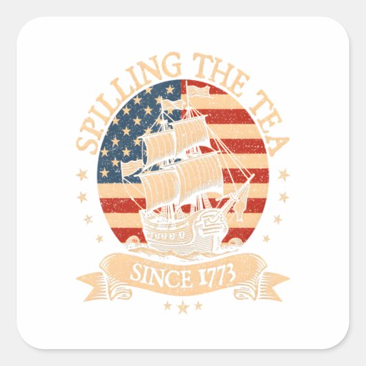 Feest alsof het 1776 is - Retro Patriotic Bow Vierkante Sticker (Voorkant)
