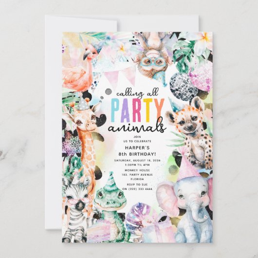 Feest alsof het je verjaardag is Sarfari thema Kin Kaart (Voorkant)